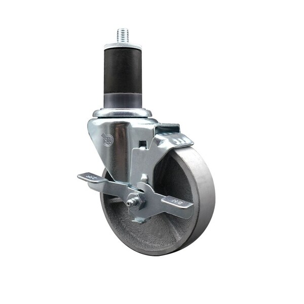 4'' Semi Steel Swivel 1-5/8'' Expanding Stem Caster with Brake